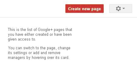 Google+ create a new page