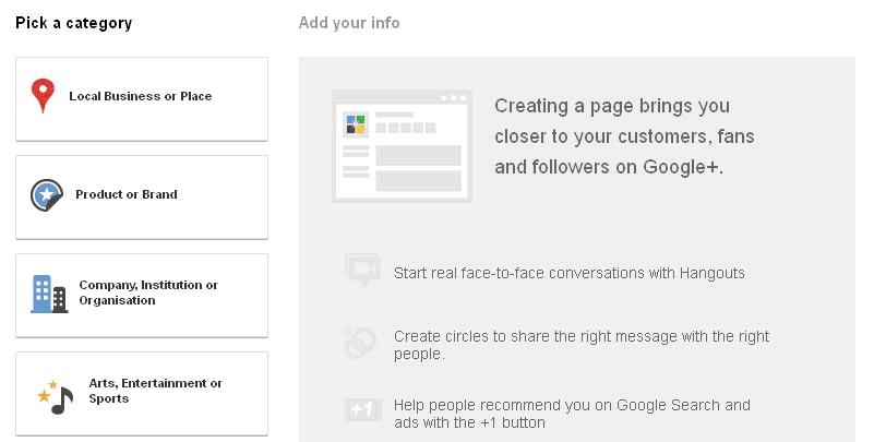 Google+ Business or place