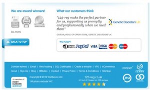 123-reg Testimonials and awards screen grab