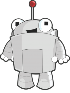 Roger the Robot, the Moz mascot.