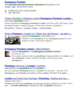 Google local search results