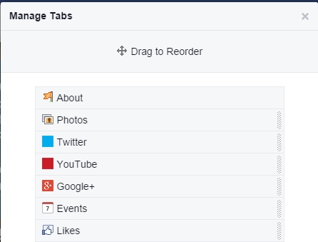 Facebook manage tabs