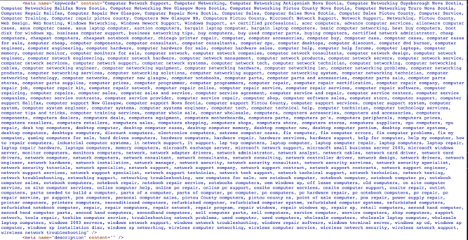 Meta keyword tags