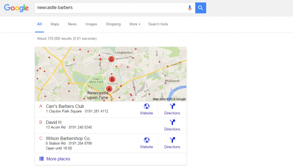 Accurate information is vital if you want to appear in local searches like this