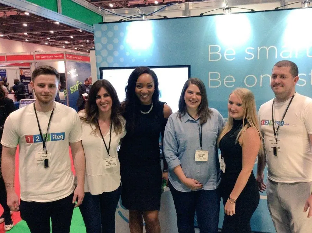 Bianca Miller with the Nominet and 123 Reg crews.