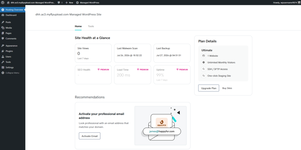 123 Reg Managed WordPress Hosting Overview Page