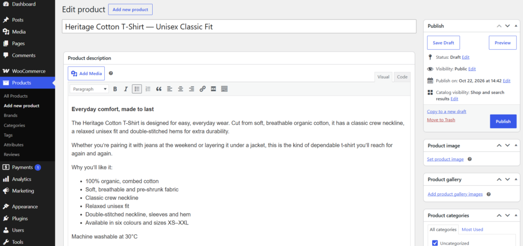 WooCommerce Product Description