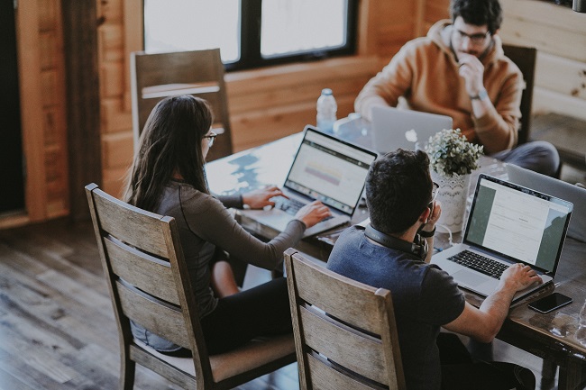 people working in an office