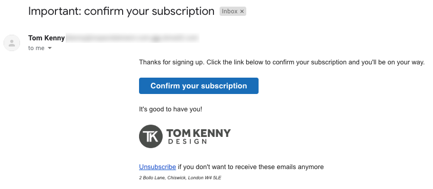 Confirm your subscription email example