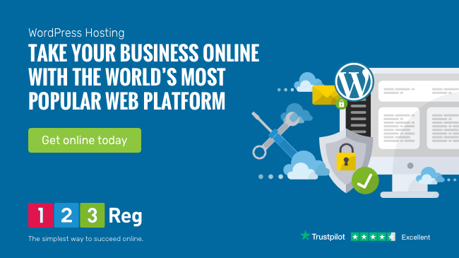 Banner promoting 123 Reg WordPress hosting