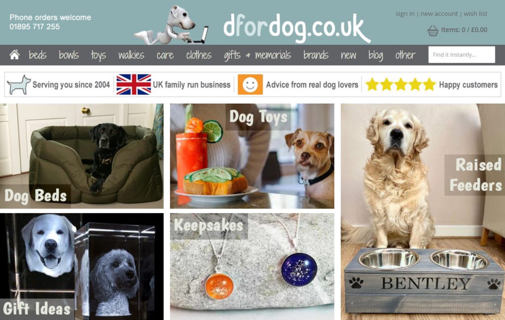 A screenshot of the D for dog website