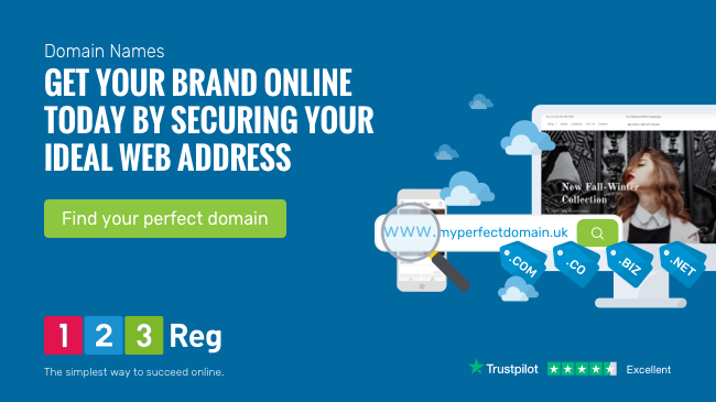 123 reg domain names banner