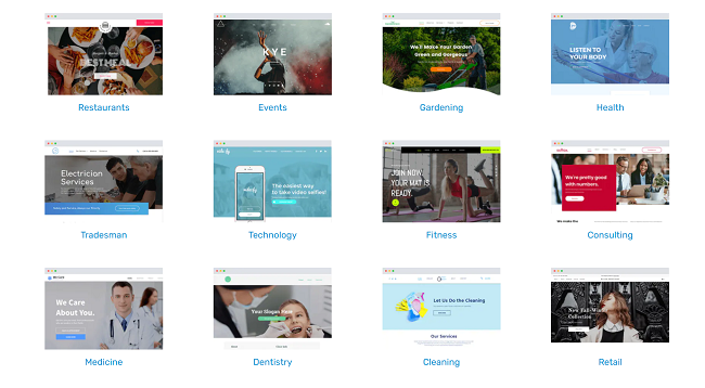 Just some of the templates offered by the 123 Reg Website Builder