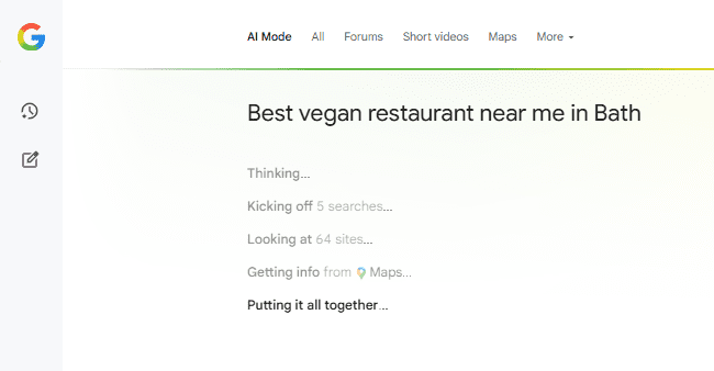 Google AI Mode thinking