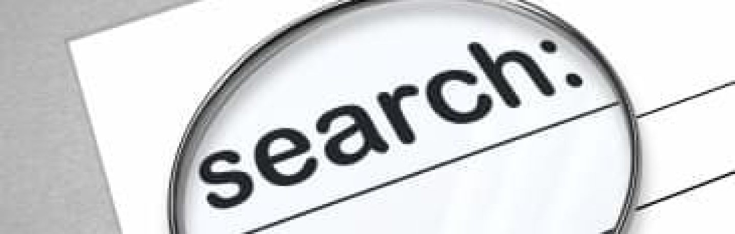 A search engine browser window with a magnifying glass