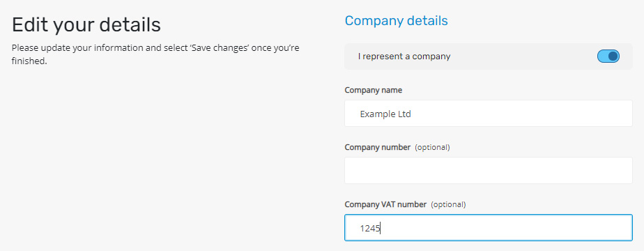Edit VAT Number