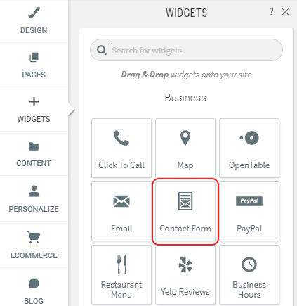 Select Contact Form widget