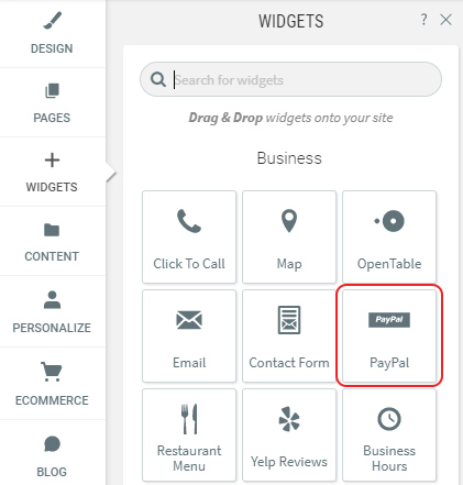 Select PayPal widget