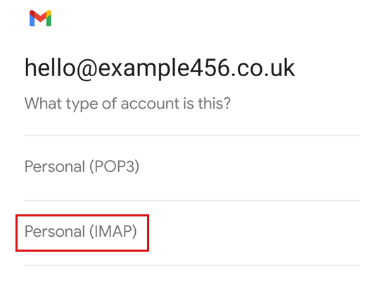Choose Personal IMAP