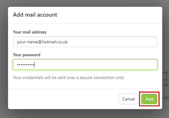 Enter Hotmail details