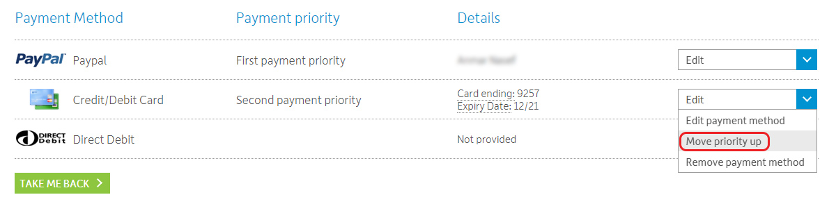 Move payment priority