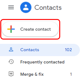 Select Create contact