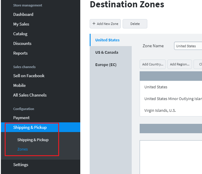 Click on Zones to edit your settings. 