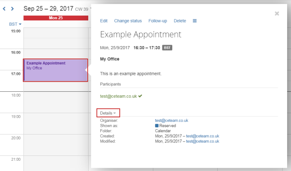 Appointment details