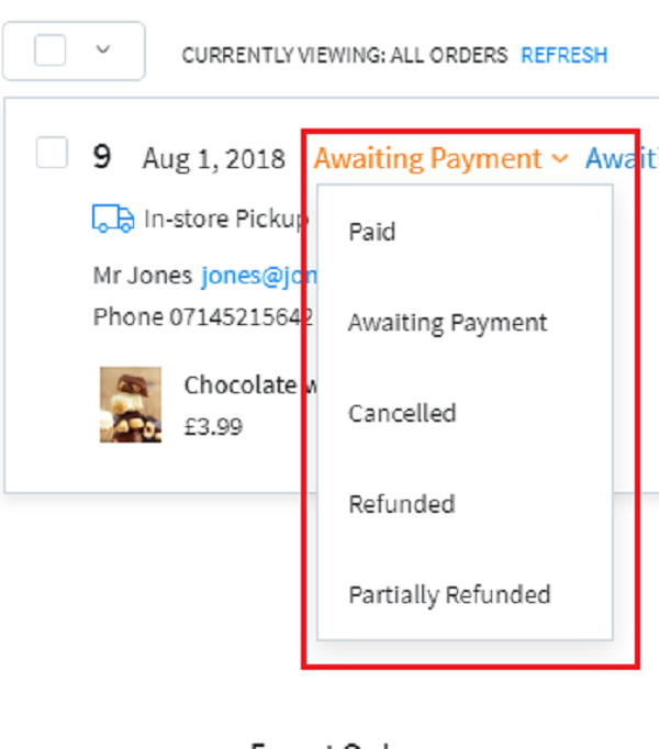 Change the payment status of an order.