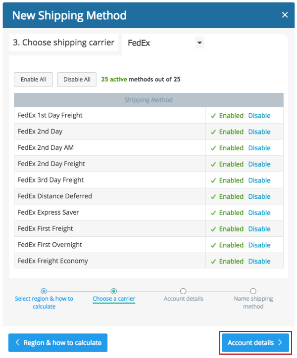 Confirm shipping method