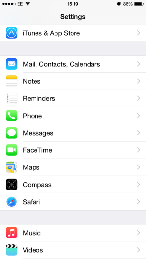 tap on mail, contacts, calendars