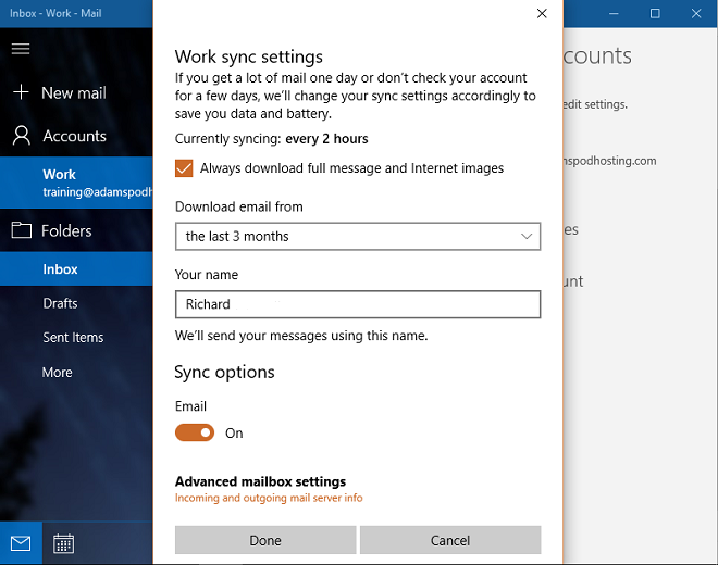 Как настроить учетную запись электронной почты, используя почту Windows 10?
