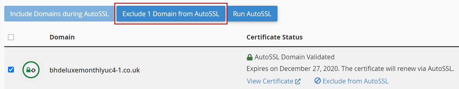Exclude Domains from AutoSSL