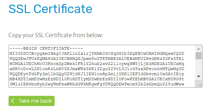Copy certificate code