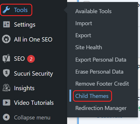 Select Child Themes
