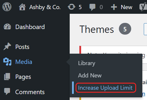 Select Increase Upload Limit