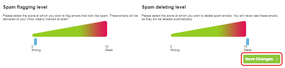 Set spam filter levels