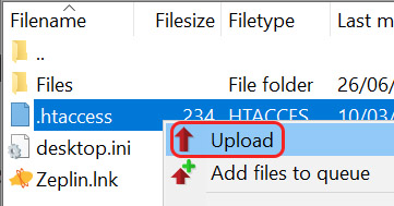 Upload htaccess