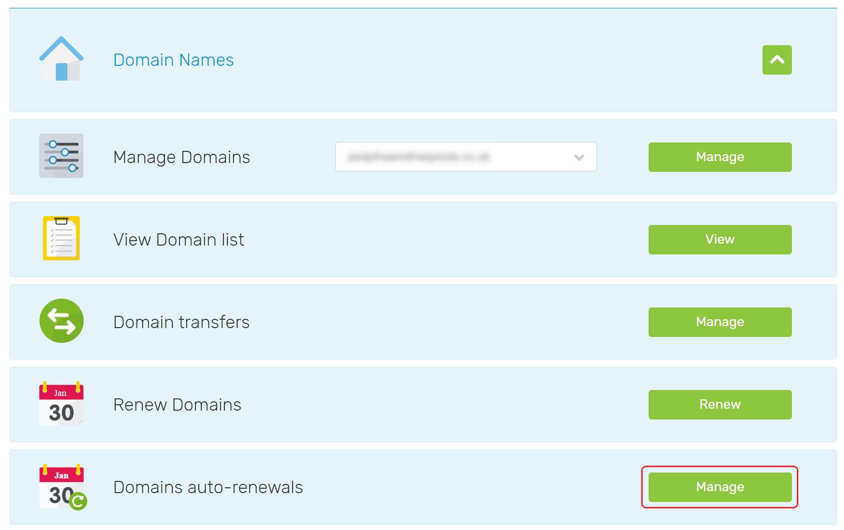 Manage Domain auto-renewals