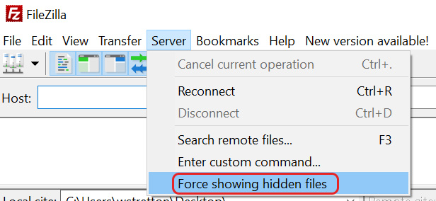 Select Force showing hidden files