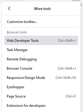 Select Web Developer Tools