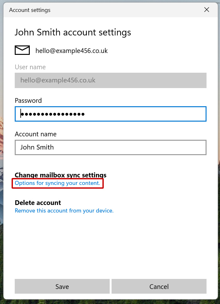 Select Mailbox sync settings